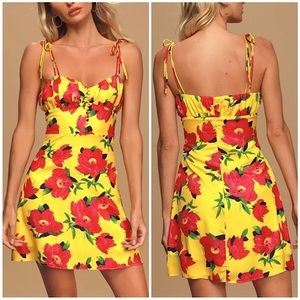 Kourt Dionne Yellow & Pink Floral Sundress